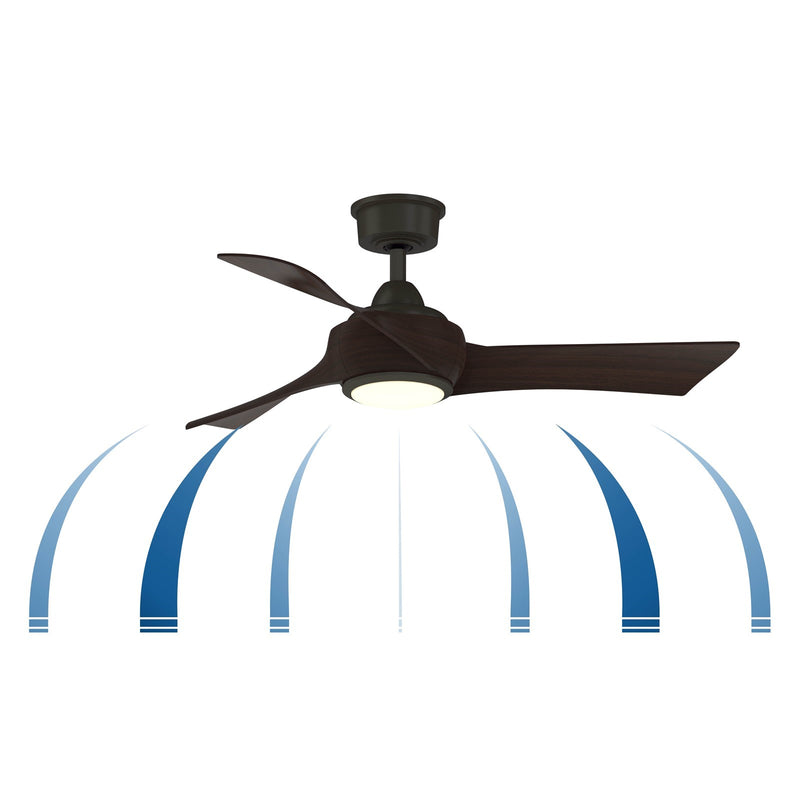 Fanimation Wrap Custom 44in 3-Blade Smart Ceiling Fan with LED Light | Brushed Nickel and Weathered Wood Composite | Model FPD8530BN-44WE-LK