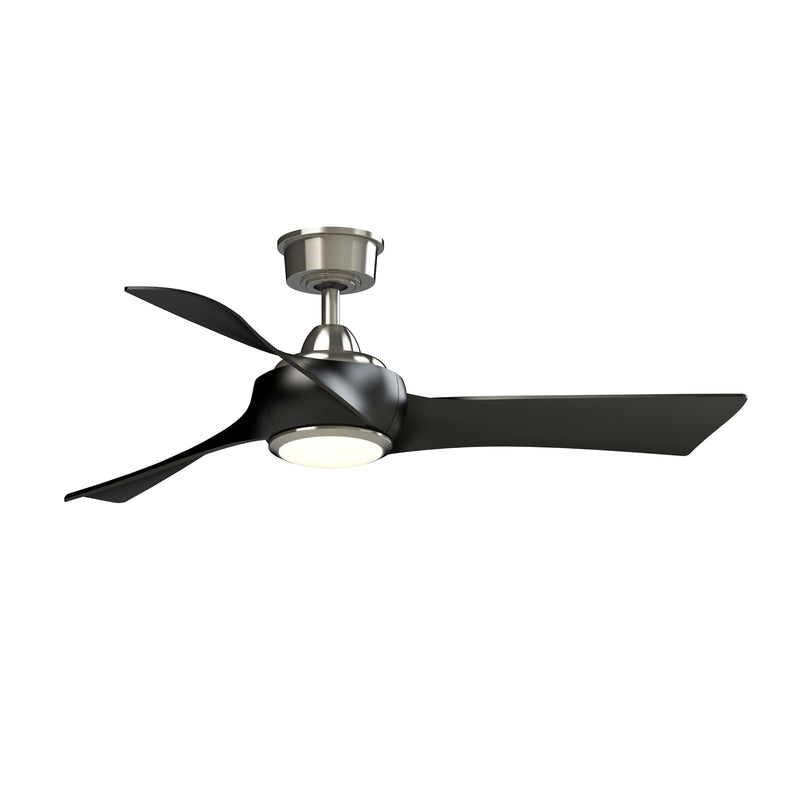 Fanimation Wrap Custom 48in 3-Blade Smart Ceiling Fan with LED Light | Brushed Nickel and Black Composite | Covered Patio | Model FPD8530BN-48BL-LK