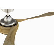 Fanimation Wrap Custom 48in 3-Blade Smart Ceiling Fan with LED Light Kit | Brushed Nickel and Natural Composite Blades | Model FPD8530BN-48N-LK