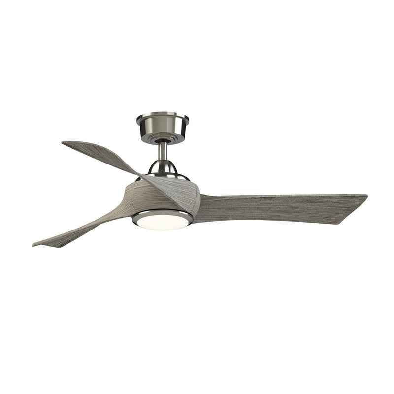 Fanimation Wrap Custom 48in 3-Blade Smart Ceiling Fan with LED Light Kit | Brushed Nickel and Weathered Wood Composite | Model FPD8530BN-48WE-LK