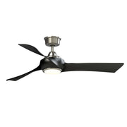 Fanimation Wrap Custom 52in Smart Ceiling Fan with LED Light | Brushed Nickel and Black Composite Blades | Covered Patio | Model FPD8530BN-52BL-LK