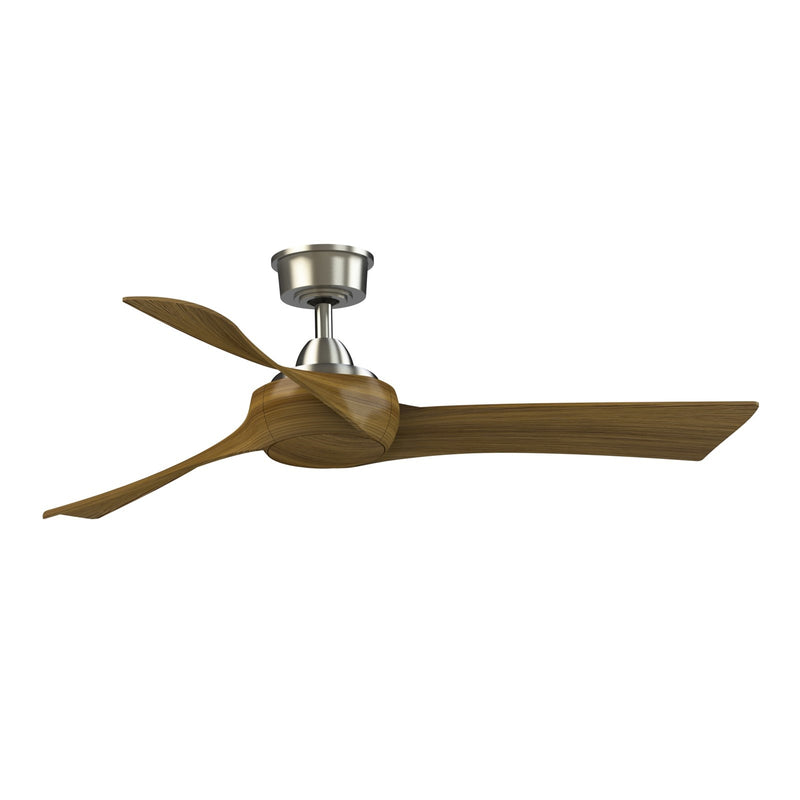 Fanimation Wrap Custom 52in 3-Blade DC Ceiling Fan | Modern Brushed Nickel and Koa Composite | Covered Patio & Bedroom | Model FPD8530BN-52K