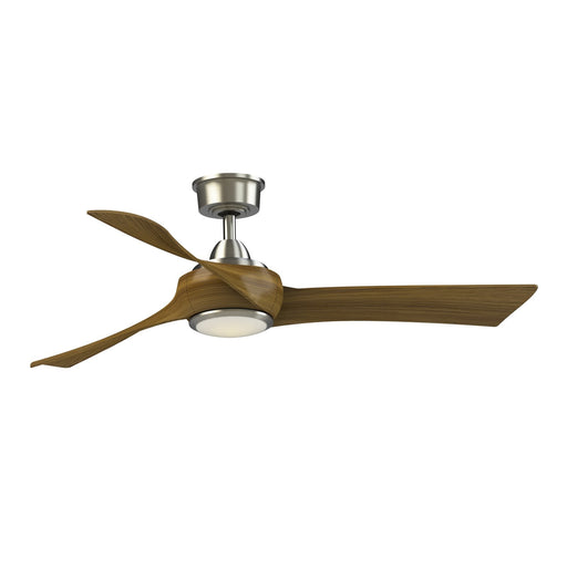 Fanimation Wrap Custom 52in 3-Blade DC Ceiling Fan with LED Light | Modern Brushed Nickel and Koa Composite | Covered Patio | Model FPD8530BN-52K-LK