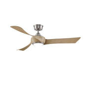 Fanimation Wrap Custom 52in Smart Ceiling Fan with LED Light | Brushed Nickel and Natural Composite Blades | Covered Patio | Model FPD8530BN-52N-LK