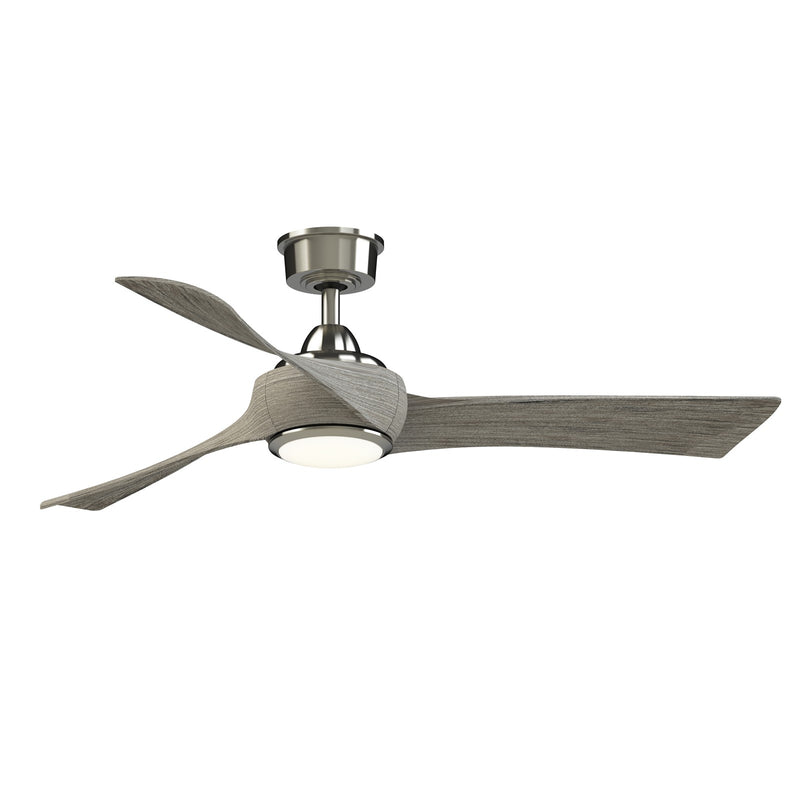 Fanimation Wrap Custom 52in Smart Ceiling Fan with LED Light | Brushed Nickel and Weathered Wood Composite Blades | Covered | Model FPD8530BN-52WE-LK