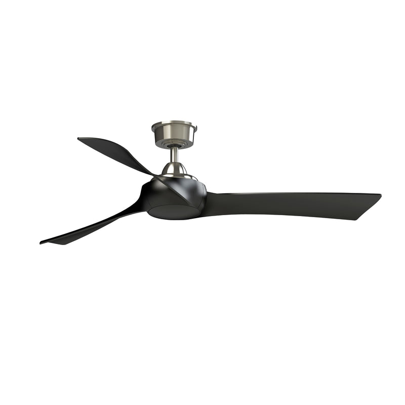 Fanimation Wrap Custom 56in 3-Blade Ceiling Fan | Brushed Nickel and Black Composite | Covered Patio & Bedroom | Model FPD8530BN-56BL