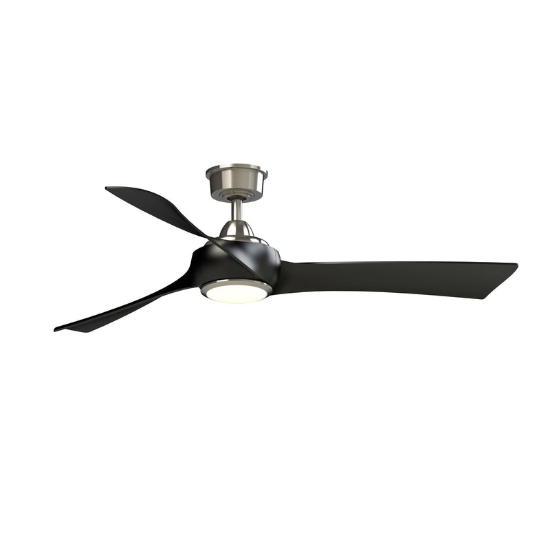 Fanimation Wrap Custom 56in 1-Light Ceiling Fan | Brushed Nickel and Black Composite with Opal Frosted Glass | Covered | Model FPD8530BN-56BL-LK
