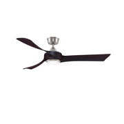 Fanimation Wrap Custom 56in 3-Blade Ceiling Fan with LED Light | Brushed Nickel and Dark Walnut Composite | Covered Patio | Model FPD8530BN-56DWA-LK