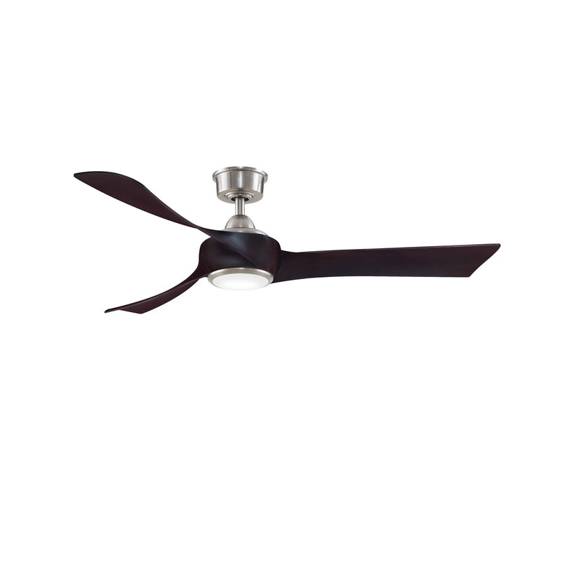 Fanimation Wrap Custom 56in 3-Blade Ceiling Fan with LED Light | Brushed Nickel and Dark Walnut Composite | Covered Patio | Model FPD8530BN-56DWA-LK