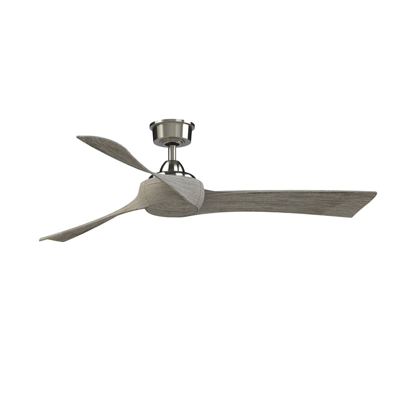 Fanimation Wrap Custom 56in 3-Blade Ceiling Fan | Modern Brushed Nickel and Weathered Wood Composite | Covered Patio & Bedroom | Model FPD8530BN-56WE