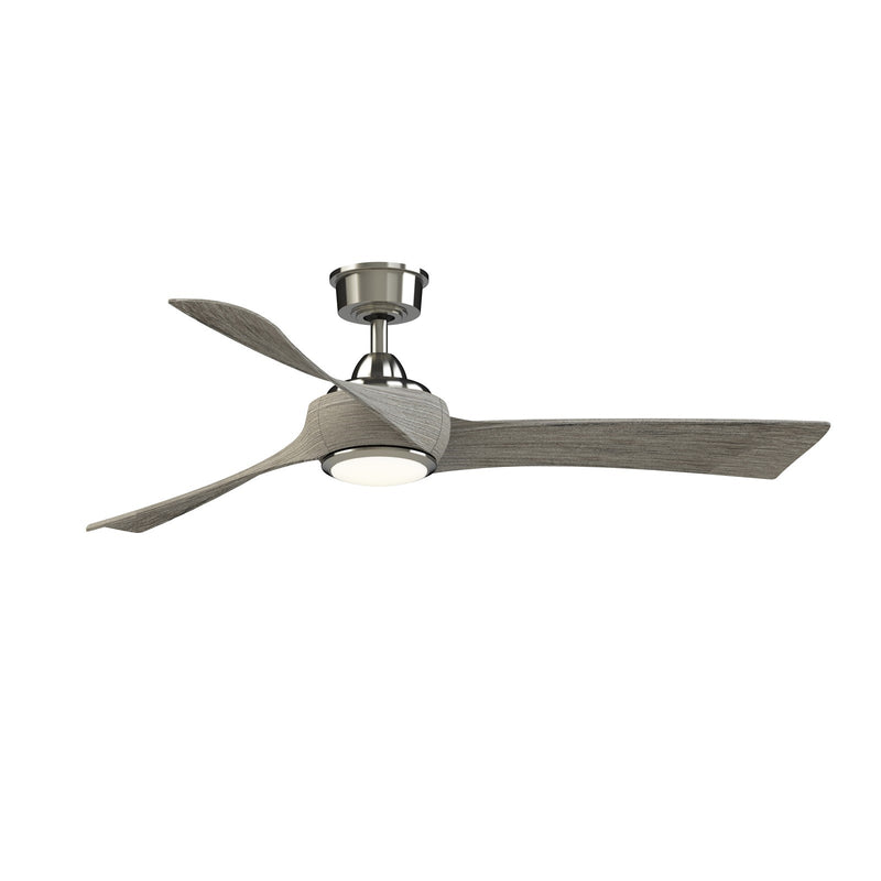 Fanimation Wrap Custom 56in 3-Blade Ceiling Fan with LED Light | Modern Brushed Nickel and Weathered Wood Composite | Model FPD8530BN-56WE-LK