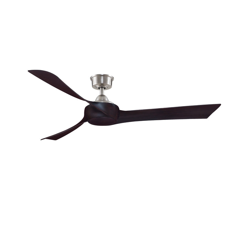 Fanimation Wrap Custom 60in 3-Blade Smart Ceiling Fan | Brushed Nickel with Dark Walnut Composite Blades | Covered Patio | Model FPD8530BN-60DWA