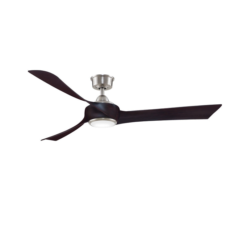 Fanimation Wrap Custom 60in 3-Blade Smart Ceiling Fan with LED Light | Brushed Nickel with Dark Walnut Composite Blades | Model FPD8530BN-60DWA-LK