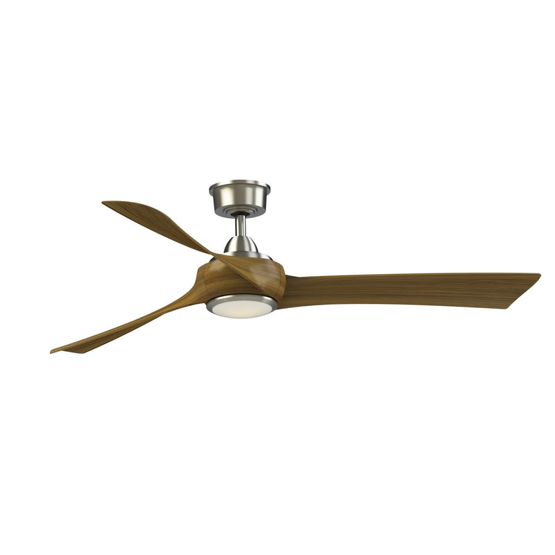 Fanimation Wrap Custom 60in 3-Blade Smart Ceiling Fan with LED Light Kit | Brushed Nickel and Koa Composite Blades | Covered | Model FPD8530BN-60K-LK