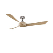 Fanimation Wrap Custom 60in 3-Blade Smart Ceiling Fan | Brushed Nickel and Natural Composite Blades | Covered Patio & Bedroom | Model FPD8530BN-60N