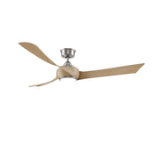 Fanimation Wrap Custom 60in 3-Blade Smart Ceiling Fan with LED Light Kit | Brushed Nickel and Natural Composite Blades | Model FPD8530BN-60N-LK