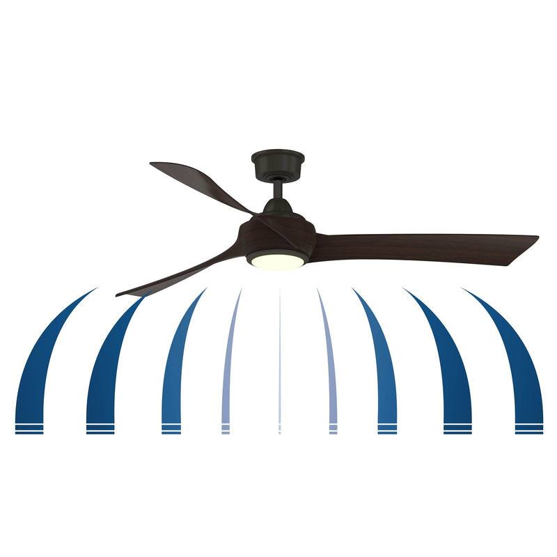 Fanimation Wrap Custom 60in 3-Blade Smart Ceiling Fan with LED Light Kit | Brushed Nickel and Natural Composite Blades | Model FPD8530BN-60N-LK
