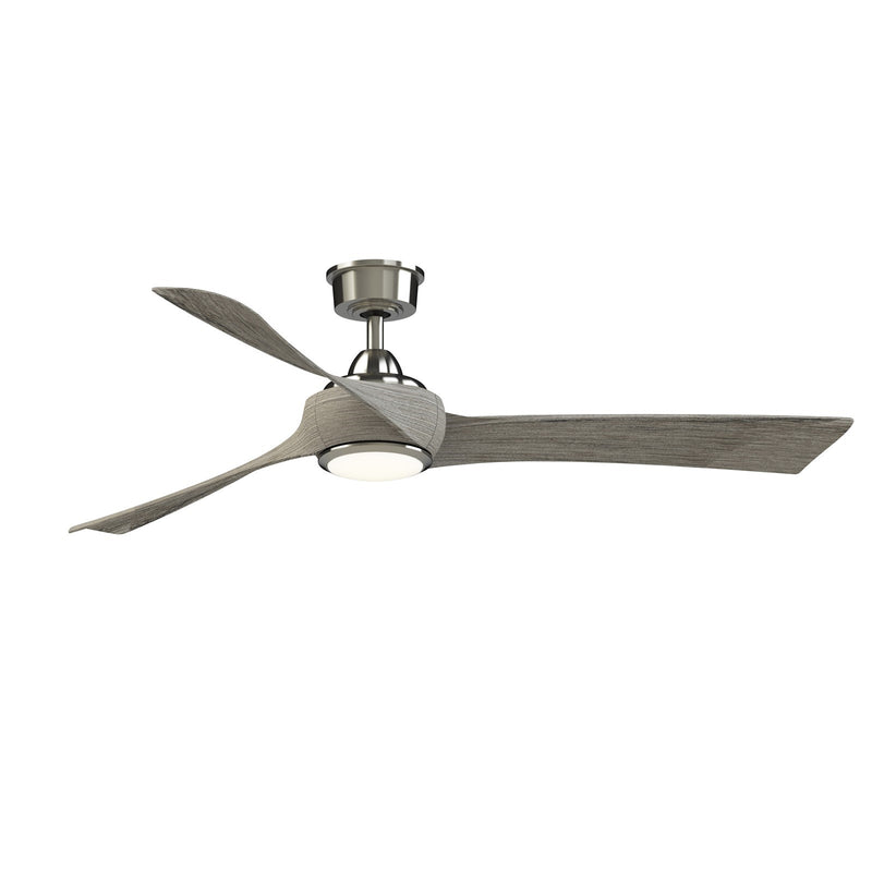 Fanimation Wrap Custom 60in 3-Blade Smart Ceiling Fan with LED Light | Brushed Nickel and Weathered Wood Composite | Model FPD8530BN-60WE-LK