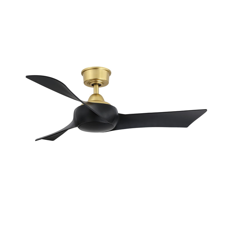 Fanimation Wrap Custom 44in 3-Blade Smart Ceiling Fan | Brushed Satin Brass and Black Composite | Covered Patio & Sunroom | Model FPD8530BS-44BL