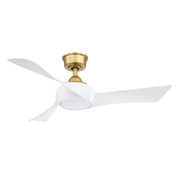 Fanimation Wrap Custom 44in 3-Blade Smart Ceiling Fan with LED Light | Brushed Satin Brass and Matte White Composite Blades | Model FPD8530BS-44MW-LK