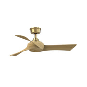 Fanimation Wrap Custom 44in 3-Blade Smart Ceiling Fan | Brushed Satin Brass and Natural Composite Blades | Covered Patio | Model FPD8530BS-44N