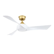 Fanimation Wrap Custom 48in 3-Blade Smart Ceiling Fan | Brushed Satin Brass and Matte White Composite | Covered Patio | Model FPD8530BS-48MW