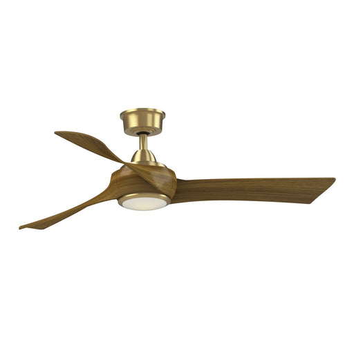 Fanimation Wrap Custom 52in 3-Blade Smart Ceiling Fan with LED Light | Brushed Satin Brass and Koa Composite Blades | Model FPD8530BS-52K-LK