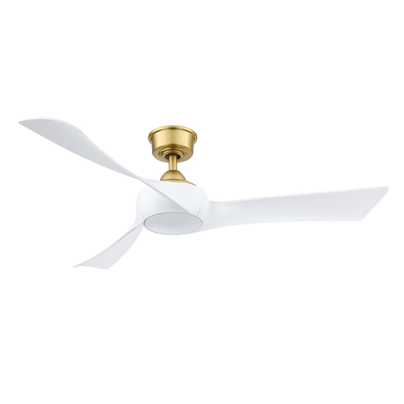 Fanimation Wrap Custom 52in 3-Blade Smart Ceiling Fan | Brushed Satin Brass and Matte White Composite | Covered Patio & Living | Model FPD8530BS-52MW