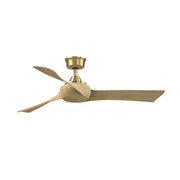 Fanimation Wrap Custom 52in 3-Blade Smart Ceiling Fan | Brushed Satin Brass and Natural Composite | Covered Patio & Living Room | Model FPD8530BS-52N