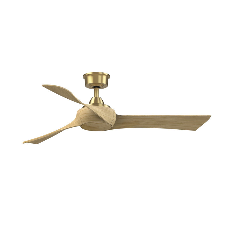 Fanimation Wrap Custom 52in 3-Blade Smart Ceiling Fan | Brushed Satin Brass and Natural Composite | Covered Patio & Living Room | Model FPD8530BS-52N