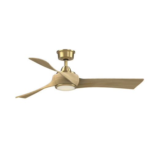 Fanimation Wrap Custom 52in 3-Blade Smart Ceiling Fan with LED Light | Brushed Satin Brass and Natural Composite | Covered | Model FPD8530BS-52N-LK