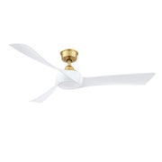 Fanimation Wrap Custom 56in 3-Blade Smart Ceiling Fan with LED Light Kit | Brushed Satin Brass and Matte White Composite | Model FPD8530BS-56MW-LK