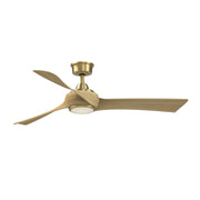 Fanimation Wrap Custom 56in 3-Blade Smart Ceiling Fan with LED Light Kit | Brushed Satin Brass and Natural Composite Blades | Model FPD8530BS-56N-LK