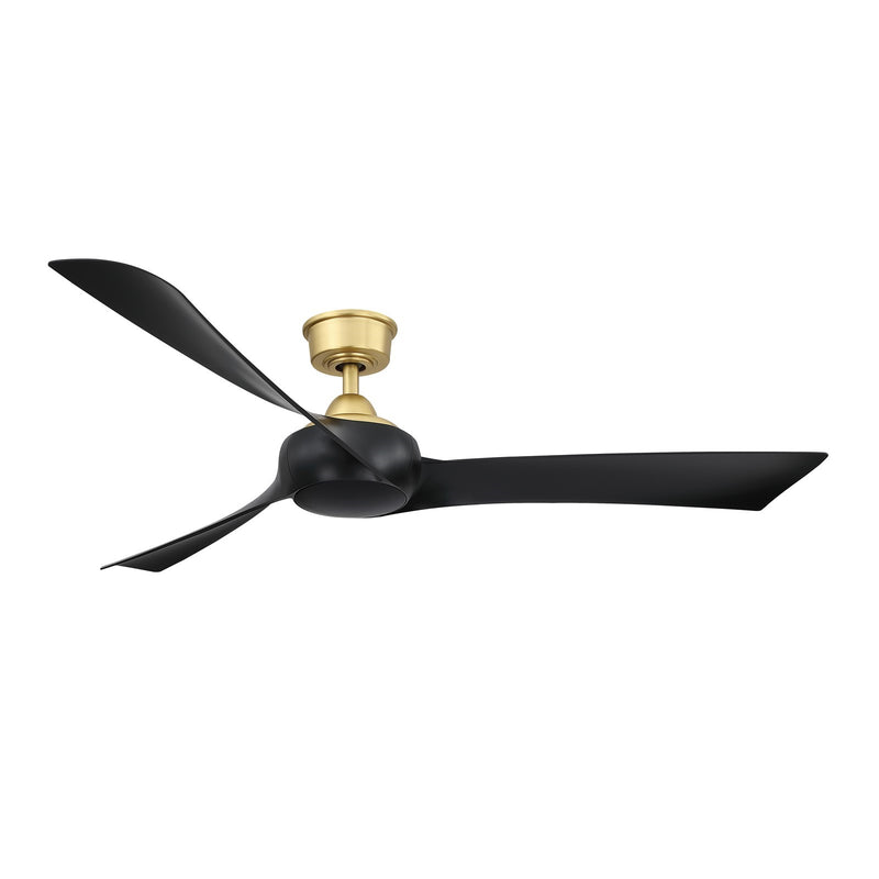 Fanimation Wrap Custom 60in 3-Blade Smart Ceiling Fan with LED Light Kit | Brushed Satin Brass and Black Composite Blades | Model FPD8530BS-60BL-LK