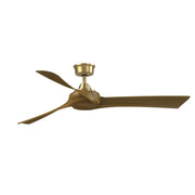 Fanimation Wrap Custom 60in 3-Blade Smart Ceiling Fan | Brushed Satin Brass and Koa Composite | Covered Patio & Living Room | Model FPD8530BS-60K