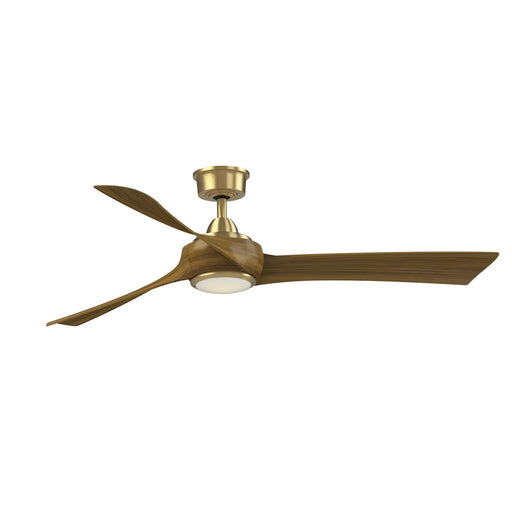 Fanimation Wrap Custom 60in 3-Blade Smart Ceiling Fan with LED Light | Brushed Satin Brass and Koa Composite | Covered Patio | Model FPD8530BS-60K-LK