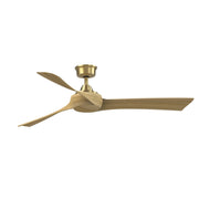 Fanimation Wrap Custom 60in 3-Blade Ceiling Fan | Brushed Satin Brass and Natural Composite | Covered Patio & Living Room | Model FPD8530BS-60N