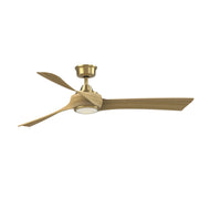 Fanimation Wrap Custom 60in 3-Blade Ceiling Fan with LED Light | Brushed Satin Brass and Natural Composite | Covered Patio | Model FPD8530BS-60N-LK