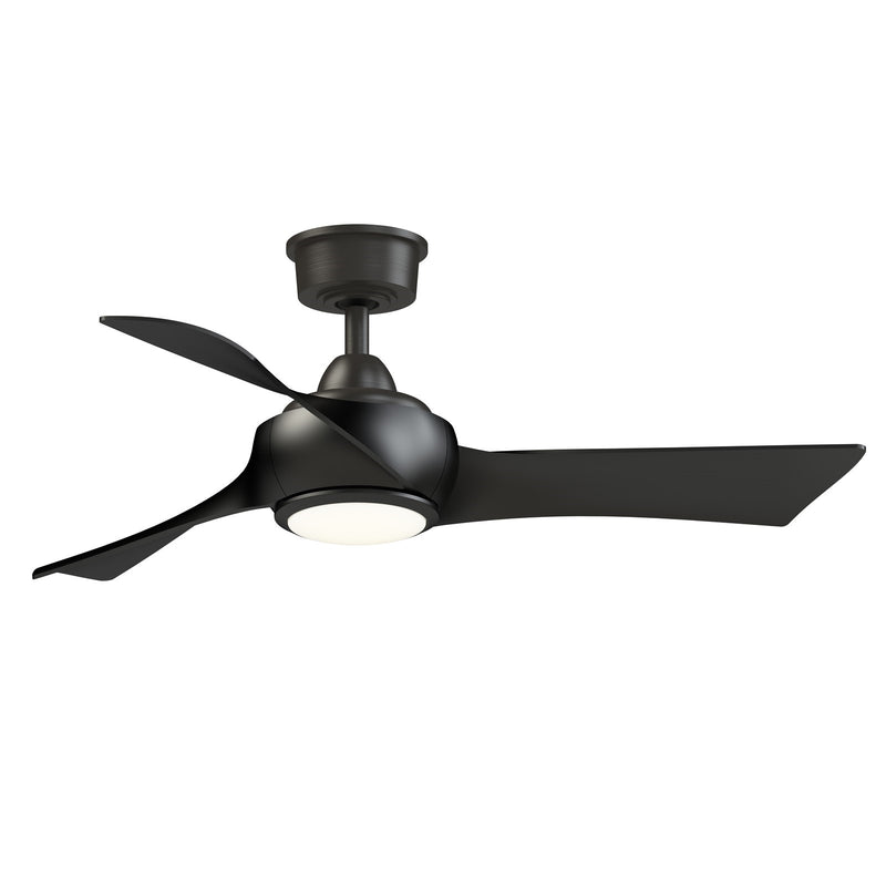 Fanimation Wrap Custom 44in 3-Blade Ceiling Fan with LED Light | Dark Bronze and Black Composite | Covered Patio & Bedroom | Model FPD8530DZ-44BL-LK