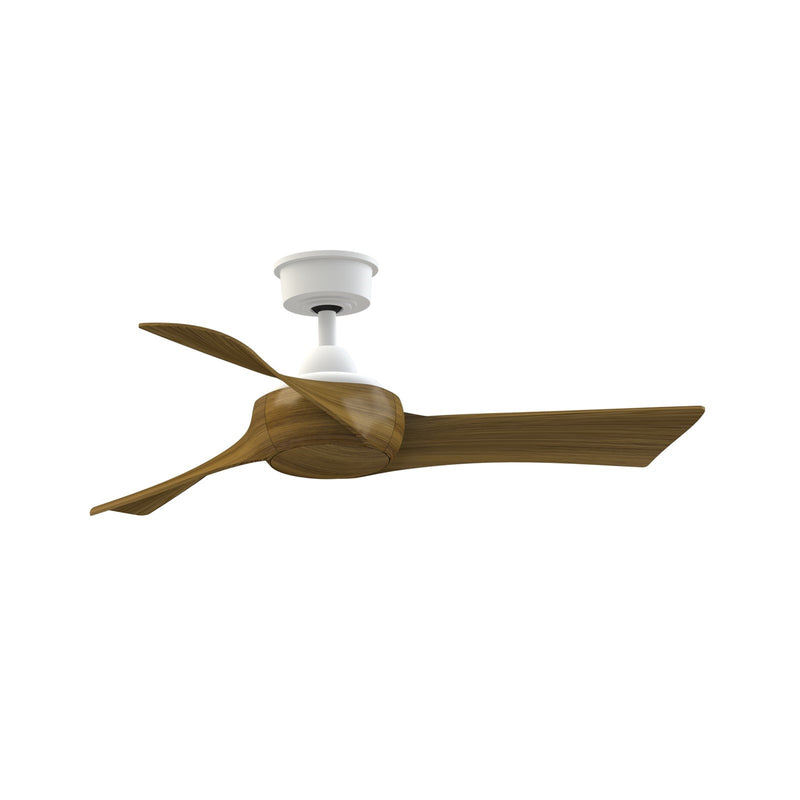 Fanimation Wrap Custom 44in 3-Blade Smart Ceiling Fan | Modern Matte White and Koa Composite | Covered Patio & Bedroom | Model FPD8530MW-44K