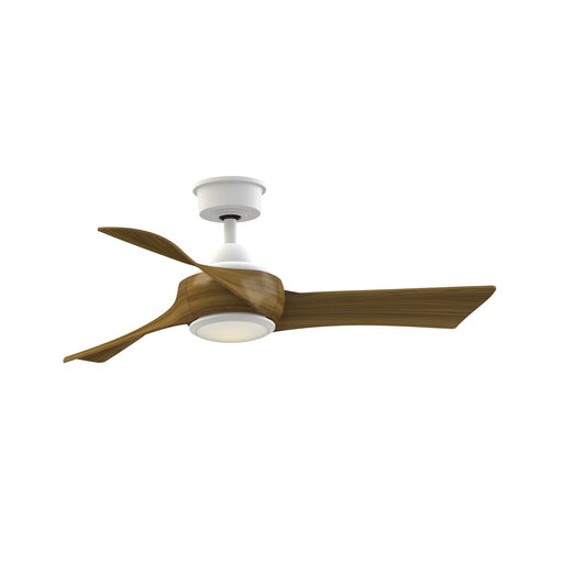 Fanimation Wrap Custom 44in 3-Blade Smart Ceiling Fan with LED Light | Modern Matte White and Koa Composite | Covered Patio | Model FPD8530MW-44K-LK