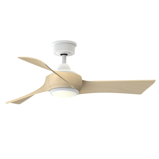 Fanimation Wrap Custom 44in 3-Blade Ceiling Fan with LED Light | Matte White and Natural Composite | Covered Patio & Bedroom | Model FPD8530MW-44N-LK
