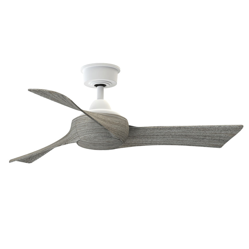 Fanimation Wrap Custom 44in 3-Blade Ceiling Fan | Matte White and Weathered Wood Composite | Covered Patio & Indoor Rooms | Model FPD8530MW-44WE