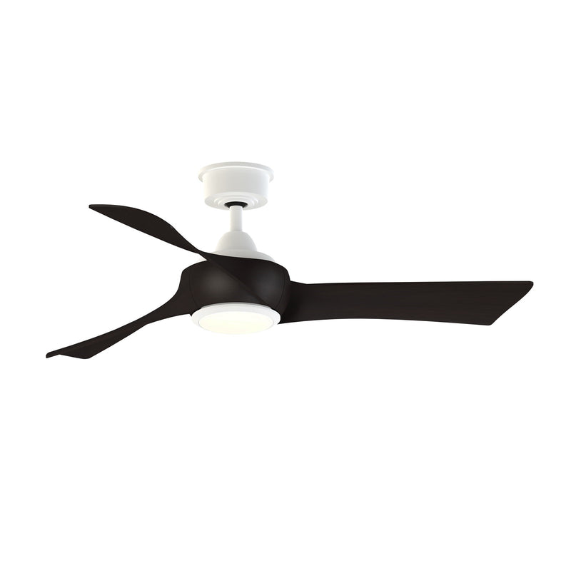 Fanimation Wrap Custom 48in 3-Blade Smart Ceiling Fan with LED Light | Matte White and Dark Walnut Composite | Covered | Model FPD8530MW-48DWA-LK