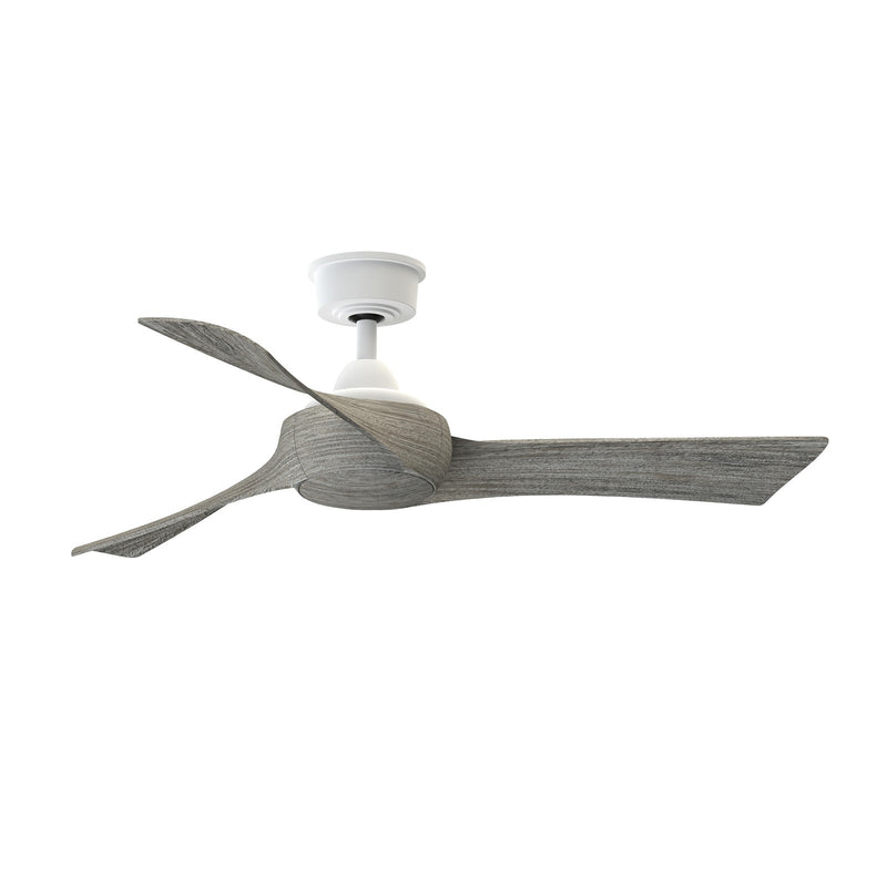 Fanimation Wrap Custom 48in 3-Blade Smart Ceiling Fan | Matte White and Weathered Wood Composite Blades | Covered Patio | Model FPD8530MW-48WE