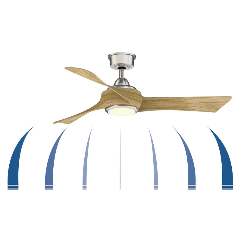 Fanimation Wrap Custom 48in 3-Blade Smart Ceiling Fan | Matte White and Weathered Wood Composite Blades | Covered Patio | Model FPD8530MW-48WE