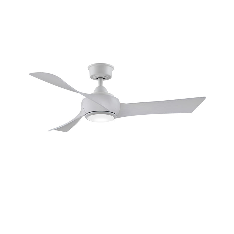 Fanimation Wrap Custom 48in 3-Blade Smart Ceiling Fan with Light | Matte White and White Washed Composite | Covered Patio | Model FPD8530MW-48WW-LK