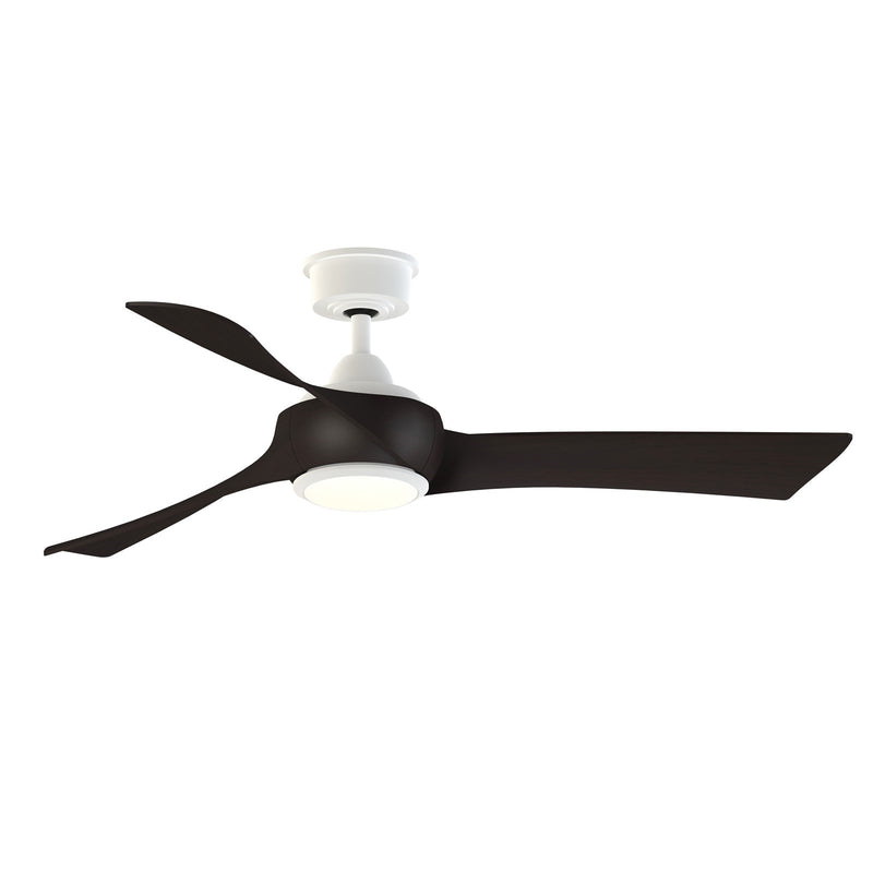 Fanimation Wrap Custom 52in 3-Blade Smart Ceiling Fan with Light | Matte White and Dark Walnut Composite | Covered Patio | Model FPD8530MW-52DWA-LK