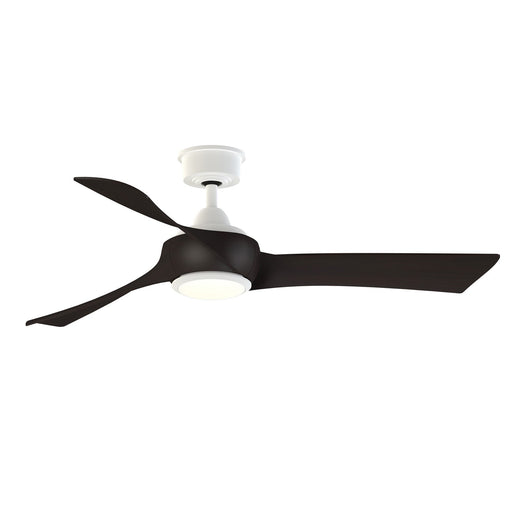 Fanimation Wrap Custom 52in 3-Blade Smart Ceiling Fan with Light | Matte White and Dark Walnut Composite | Covered Patio | Model FPD8530MW-52DWA-LK