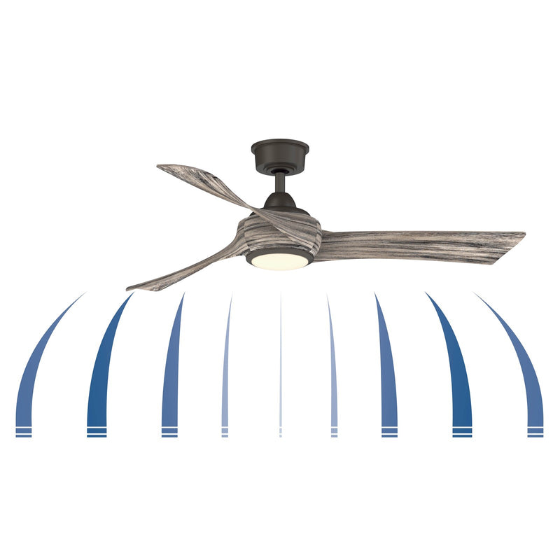 Fanimation Wrap Custom 52in 3-Blade Smart Ceiling Fan with Light | Matte White and Dark Walnut Composite | Covered Patio | Model FPD8530MW-52DWA-LK
